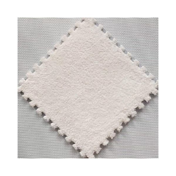 Shatex 11.8 in. x 11.8 in. x 0.4 in. White Fluffy Plush Interlocking Foam  Floor Mat Soft Anti-Slip and Anti-Fall (16-Pack) PFM118W16P - The Home Depot
