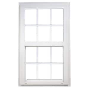 31.5 in. x 51.5 in. 500 Series White Vinyl Insulated Single Hung Window with Grilles and HPSC Glass, Screen Included