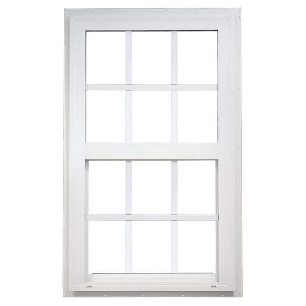 Ply Gem 35.5 in. x 51.5 in. 500 Series White Vinyl Insulated Single Hung Window with Grilles and HPSC Glass, Screen Included
