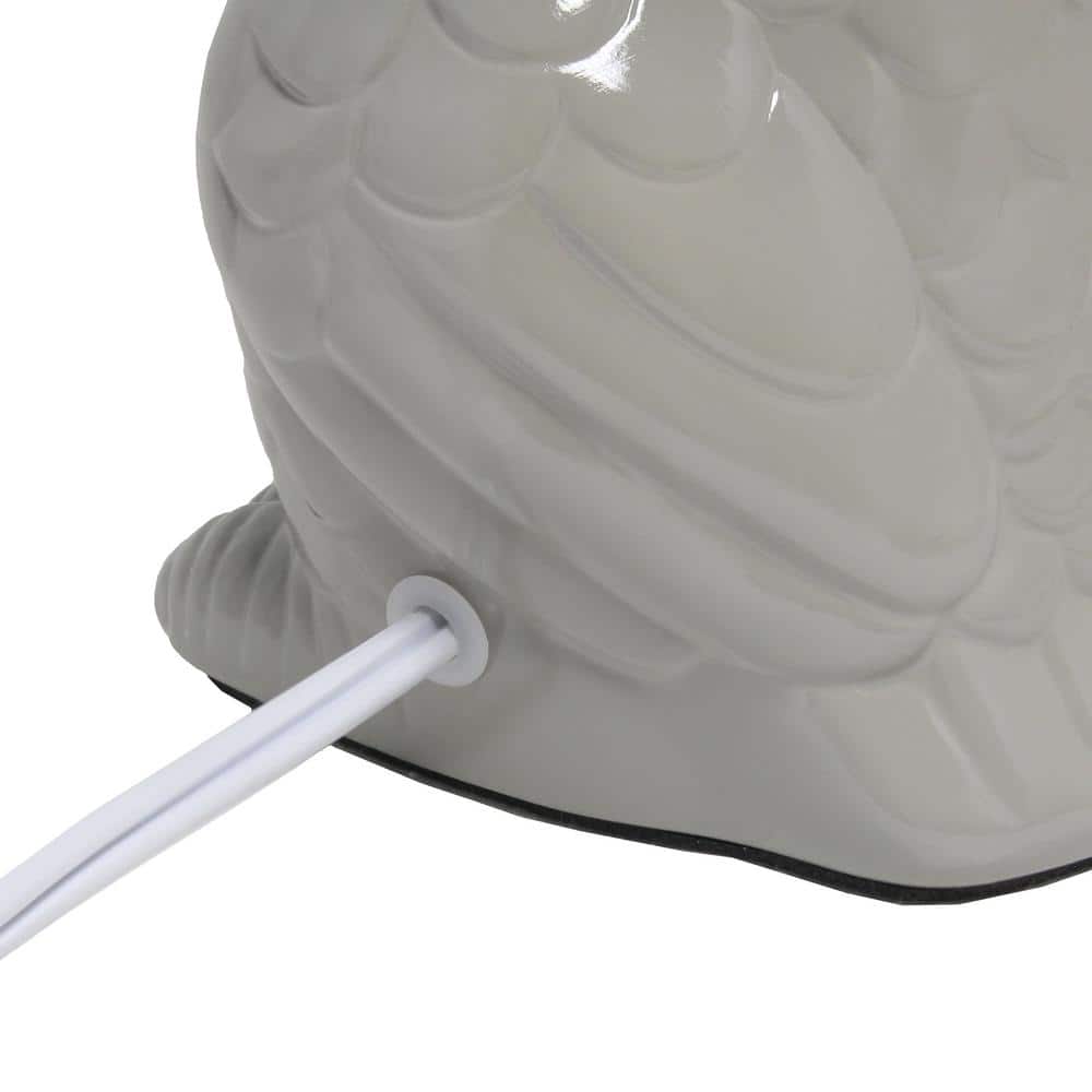 12.8" Gray Ceramic Owl Bedside Lamp with Fabric Shade