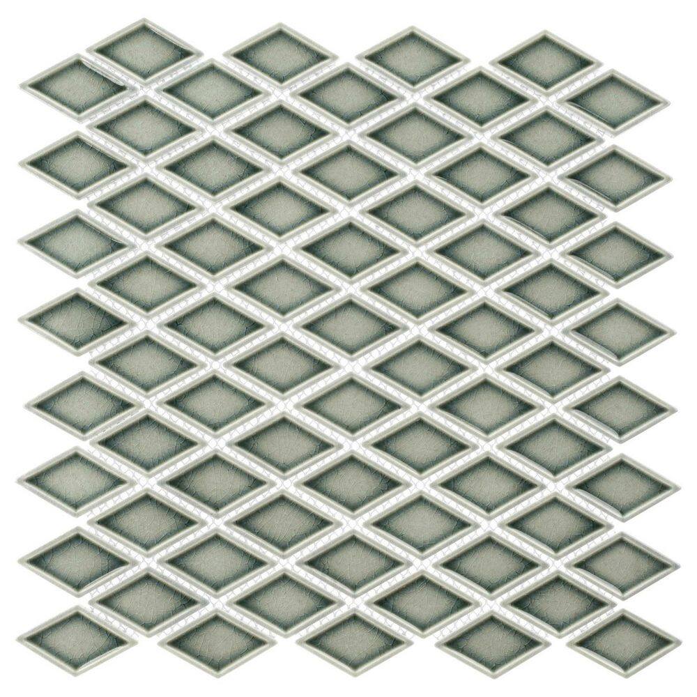 Auvene Boven Grey 12 in. x 11 in. Diamond Upcycled Polished Glass Mosaic Wa