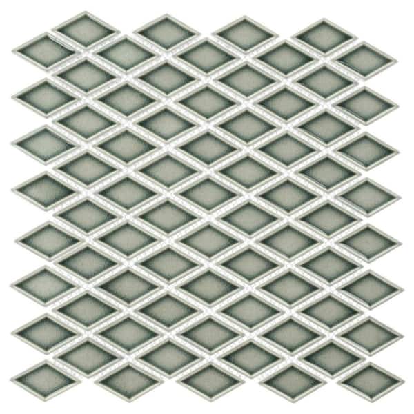 ANDOVA Auvene Boven Grey 12 in. x 11 in. Diamond Upcycled Polished Glass Mosaic Wall Tile Sample