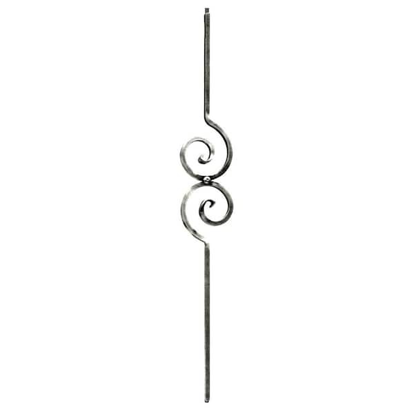 arteferro 44 in. x 4 3/4 in. Curved Accent Design Warm Nickel Powder Coated Wrought Iron Metal Stair Baluster