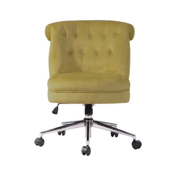 Spaco Mustard Yellow Fabric-Seat Button Tufted Styling Upholstered Task Chair with Armless