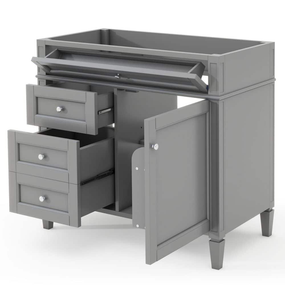 36 in. Bath Vanity Cabinet without Top Freestanding Storage Cabinet with a Tip-out Drawer, 2 Drawer in gray(No Basin)