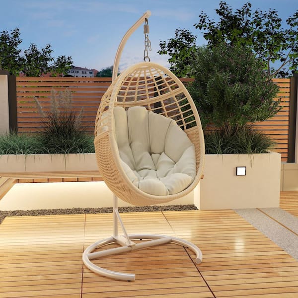TWT 36 in. W Beige Hand-Woven Wicker Metal Outdoor Freestanding
