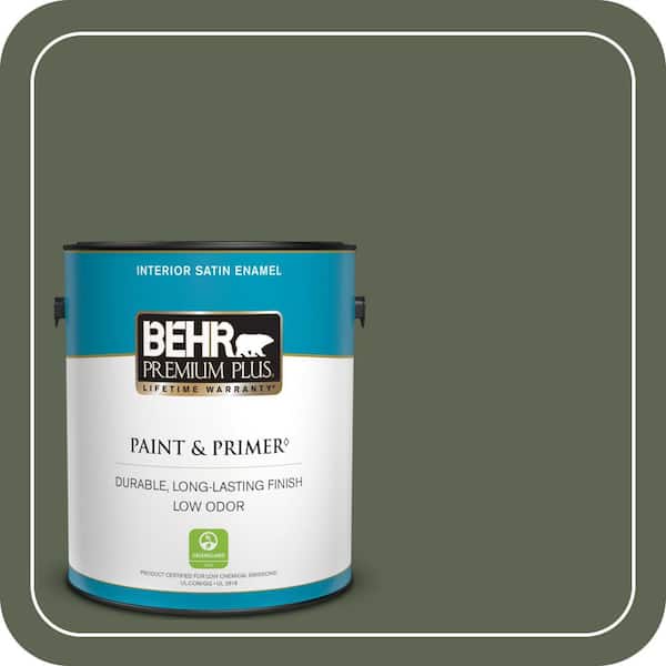 BEHR PREMIUM PLUS 1 gal. #N390-7 Cypress Vine Satin Enamel Low Odor Interior Paint & Primer