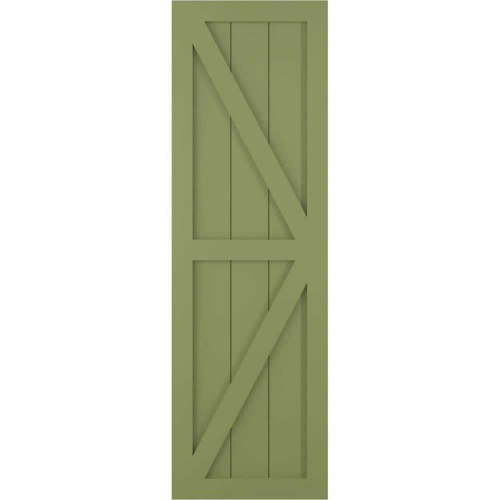 12 in. x 46 in. True Fit PVC 2-Equal Panel Farmhouse Fixed Mount Board and Batten Shutters Pair with Z-Bar in Moss Green price history on PriceWatchPro