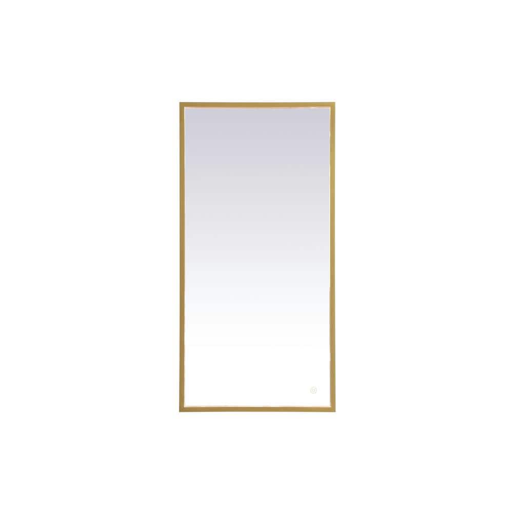 Timeless Home 20 in. W x 40 in. H Aluminum Brass LED Mirror