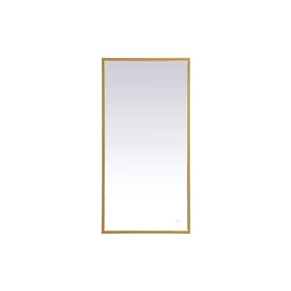 Unbranded Timeless Home 20 in. W x 40 in. H Aluminum Brass LED Mirror