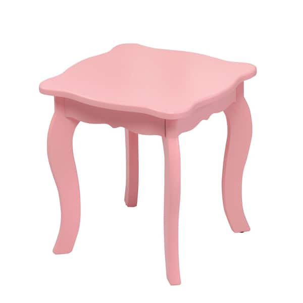 Costway Pink Kids Vanity Table and Stool Princess Dressing Make Up Play Set for Girls Playard QD Z1895N1 The Home Depot