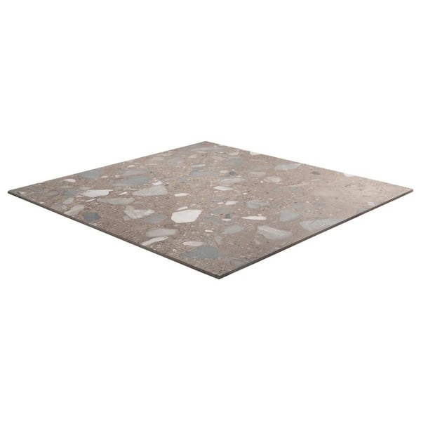 Sarto Grande Taupe Gray 8 in. x 0.35 in. Terrazzo Look Semi-Polished Porcelain Floor and Wall Tile Sample