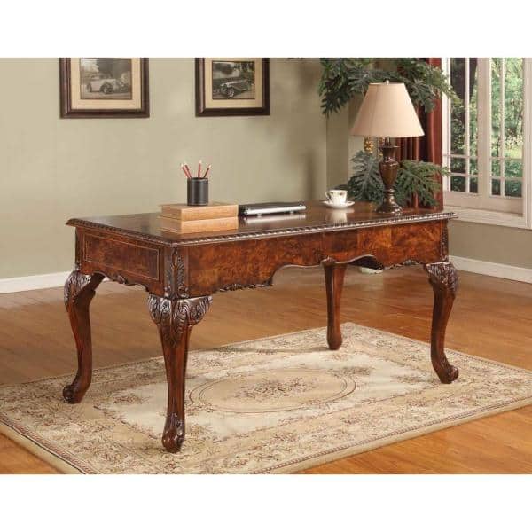 60" Cherry Walnut Executive Desk with Keyboard Tray and Drawers