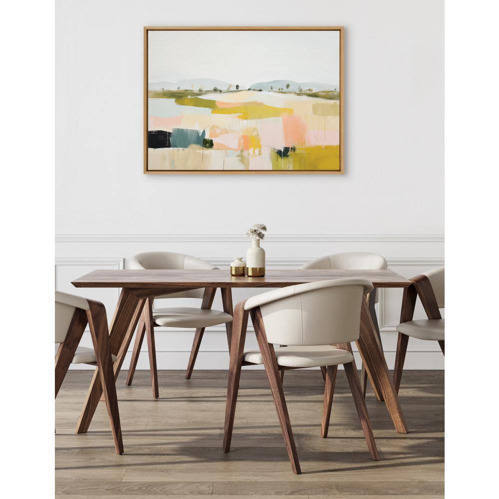 Sylvie Quaint Vista I Framed Abstract Landscape Canvas in Natural Wood Frame