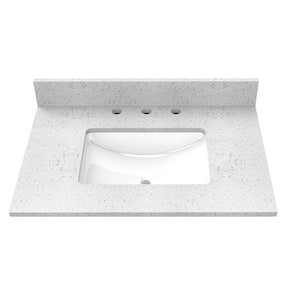 31 in. W x 22 in. D Engineered Stone Composite Vanity Top in Snow White with White Rectangular Single Sink