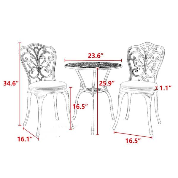 ＥＮアンブレラテーブル White 3-Piece Rust-Resistant Cast Aluminum Outdoor Bistro Set