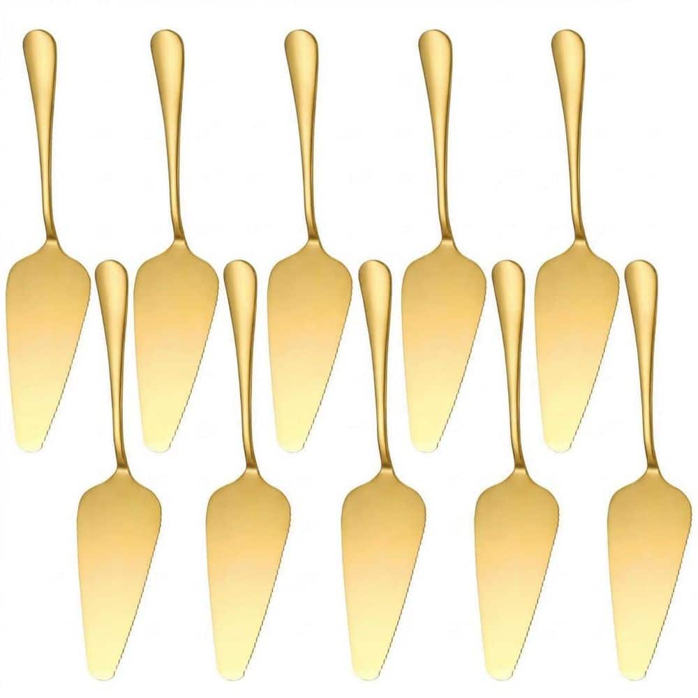 Stainless Steel Cake Server with Pie Holder Transfer, Triangular Spade Spatula for Pizza and Cake Baking, Gold (10-Pack) price history on PriceWatchPro