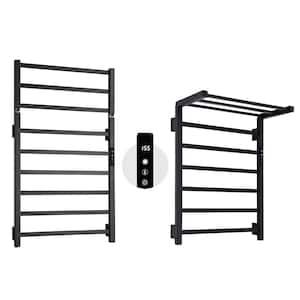 Durable 6-Bar Screw-In Plug-In and Hardwire Towel Warmer in Matte Black with Carbon Fiber Heating Technology