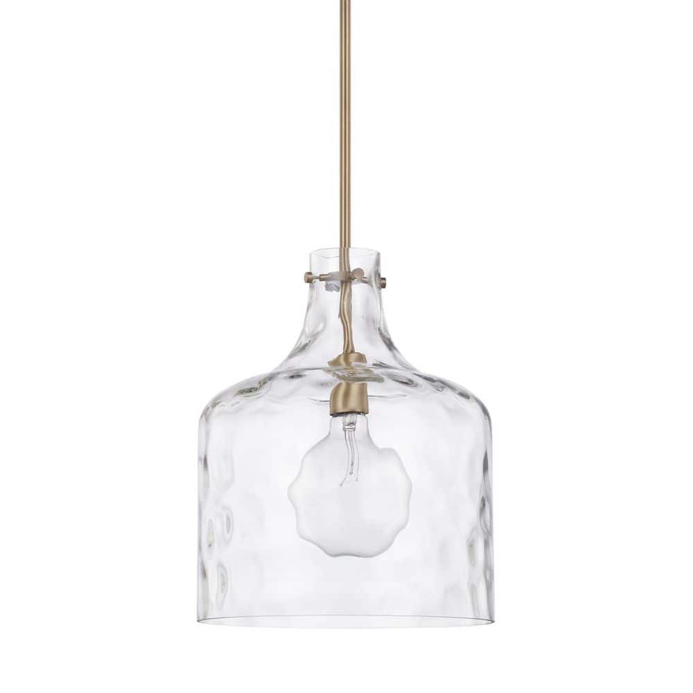 Crawford 12 in. W x 15 in. H 1-Light Clear Water Glass Pendant in Aged Brass price history on PriceWatchPro