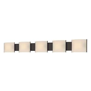 Pannelli 5-Light Oil Rubbed Bronze and Hand-Moulded White Opal Glass Vanity Light