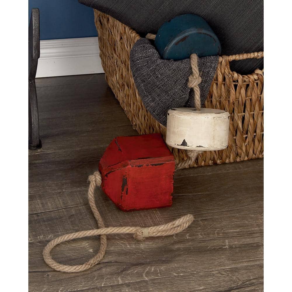 Litton Lane 46 in. x 4 in. Nautical Rope Float in Distressed Blue, Red ...