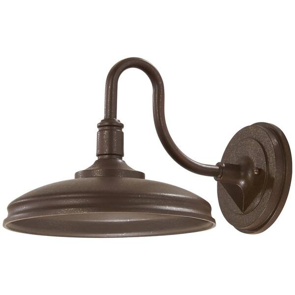 Minka Lavery Harbison 1 Light Textured Bronze Outdoor Integrated Led Wall Mount Barn Sconce Lantern 71252 79 L The Home Depot Minka Lavery Harbison 1 Light Textured, Led Wall Mount Light Fixture