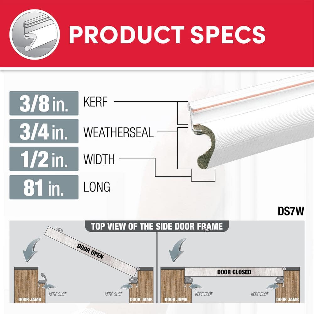 Kerf door-frame seal, 81 in, white product view 4