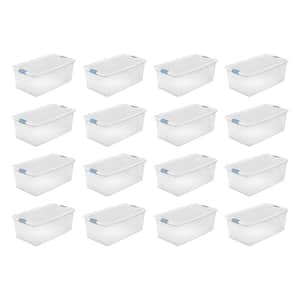106 Qt. Clear and Blue Stackable Latching Storage Box Container (16-Pack)
