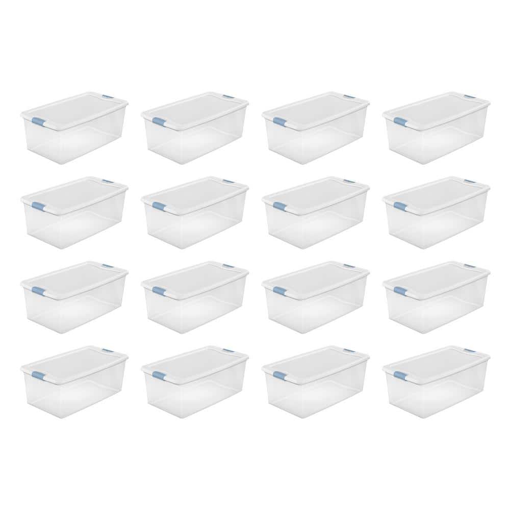 106 Qt. Clear and Blue Stackable Latching Storage Box Container (16-Pack) price history on PriceWatchPro
