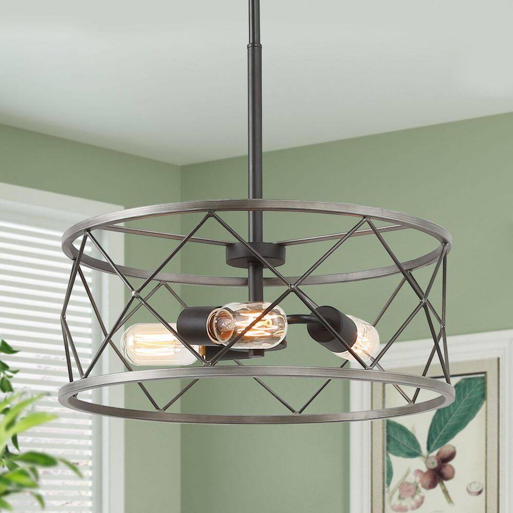 Reviews for LNC Onawa Industrial Black Farmhouse Drum Island Chandelier