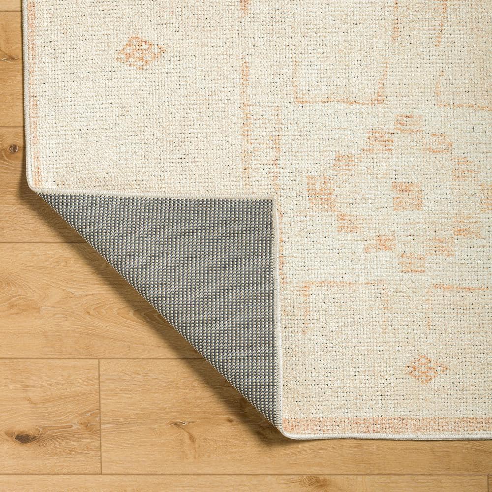 Ivory and Nude Southwest Print Synthetic Runner Rug