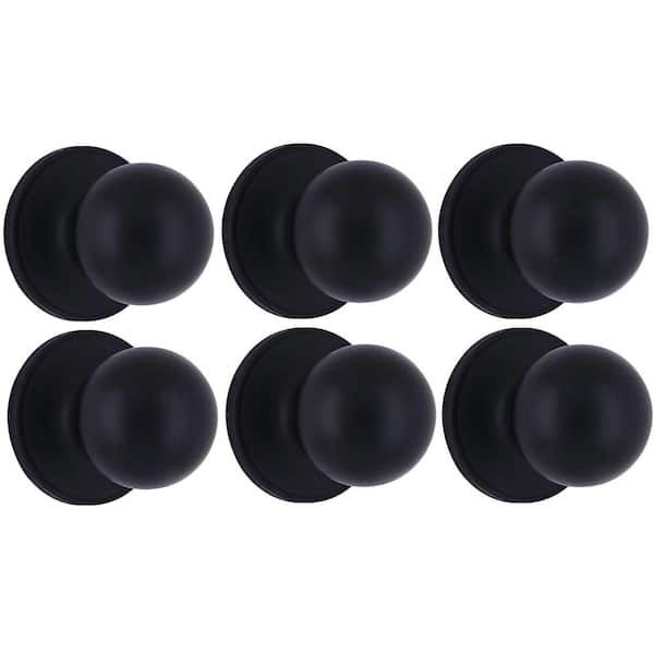 Ball Matte Black Hall/Closet Door Knob (6-Pack)