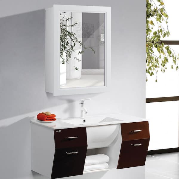 2 Tier Single Door Wall Mount Bathroom Medicine Cabinet With Mirror