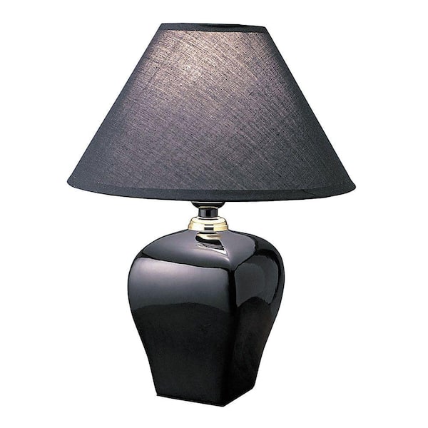 ORE International 13 in. Ceramic Black Table Lamp