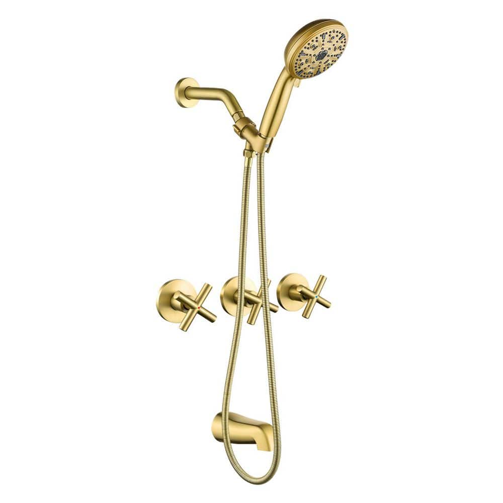 Rain 3-Handle 10-Spray Tub Shower Faucet 1.8 GPM with Pressure Balance in Gold (Valve Included) price history on PriceWatchPro