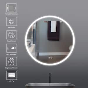 Luminous 24 in. W x 24 in. H Round Frameless LED Mirror Dimmable Anti-Fog Wall-Mounted Bathroom Vanity Mirror