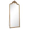 XRAMFY Antique Gold 28 in. W x 69 in. H Arched PU Frame with Ornate Carved Decoration Full Length Mirror Floor Mirror FMPUAC052869GD