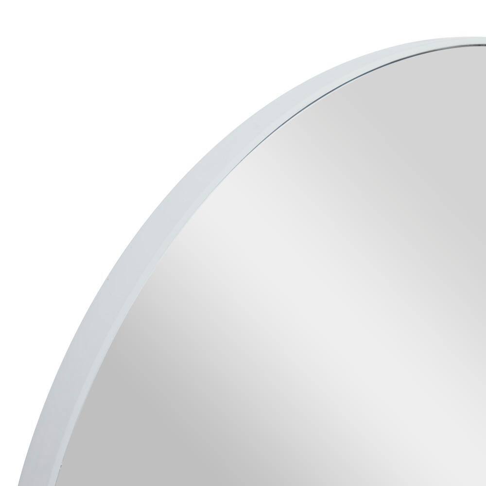 30" Sleek Black Wood Round Wall Mirror