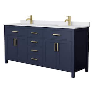 Beckett 72 in. W x 22 in. D Double Vanity in Dark Blue with Cultured Marble Vanity Top in White with White Basins