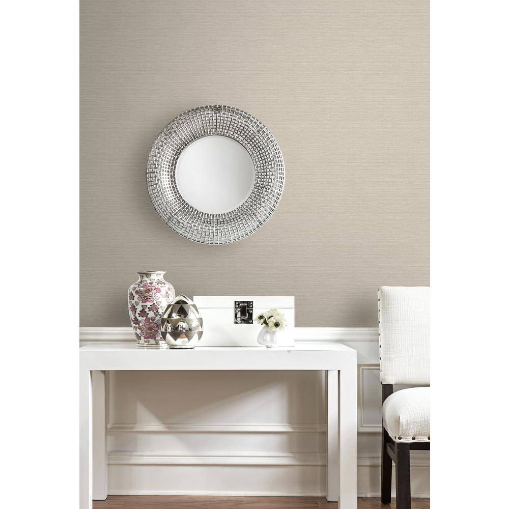 Cream Grasscloth Effect Non-Pasted Removable Wallpaper Roll