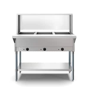 21 Qt. Stainless Steel Buffet Server with 3-Serving Sections and Protective Guard