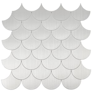 Seashell Silver Aluminum Mosaic 10.47 in. x 10.91 in. Metal Peel and Stick Tile (6.09 sq. ft./8-Pack)