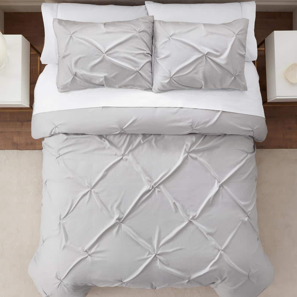 Simply Clean Gray Microfiber Twin XL Duvet Cover Set