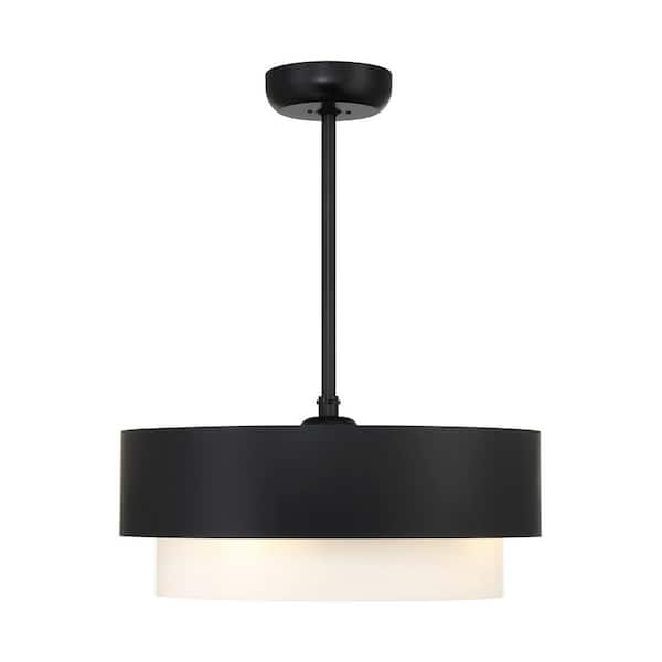 Diana 24 in. W Indoor Matte Black Ceiling Fan D'Lier with White Acrylic Glass, LED Bulbs and Remote Control Included