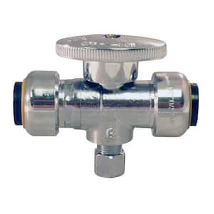 1/2 in. Push-To-Connect x 1/2 in. Push-To-Connect x 1/4 Compression Chrome-Plated Brass Compression Stop Tee Valve