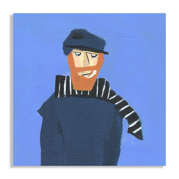 Melissa Van Hise Sailor with Blue and White Scarf by Kate Mancini Unframed Canvas Art Print 22 in. x 22 in.