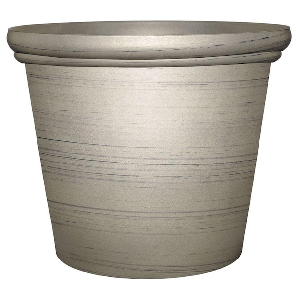 Unbranded Essex 11.75 in. x 9.6 in. Silver Resin Planter