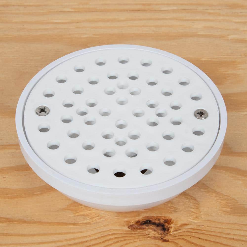 White Round Plastic Floor Drain with Strainer