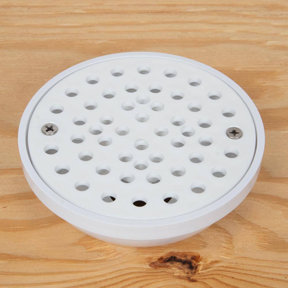 White Round Plastic Floor Drain with Strainer