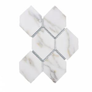 Tuscan Design Calacatta Gold Honeycomb Mosaic 3.5 in. x 5.125 in. in. Glass Decorative Wall Tile (5.2 sq. ft./Case)